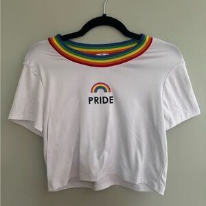 Love Streak Pride Junior L Crop Rainbow Tee T Shirt White